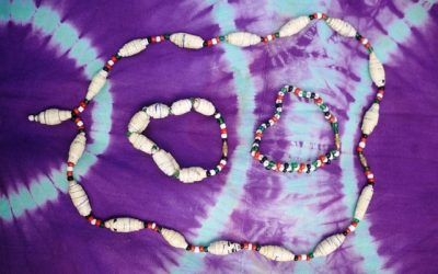 The beads are produced using recycled paper