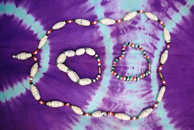 The beads are produced using recycled paper