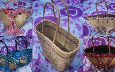 The handbags are produced from natural reeds